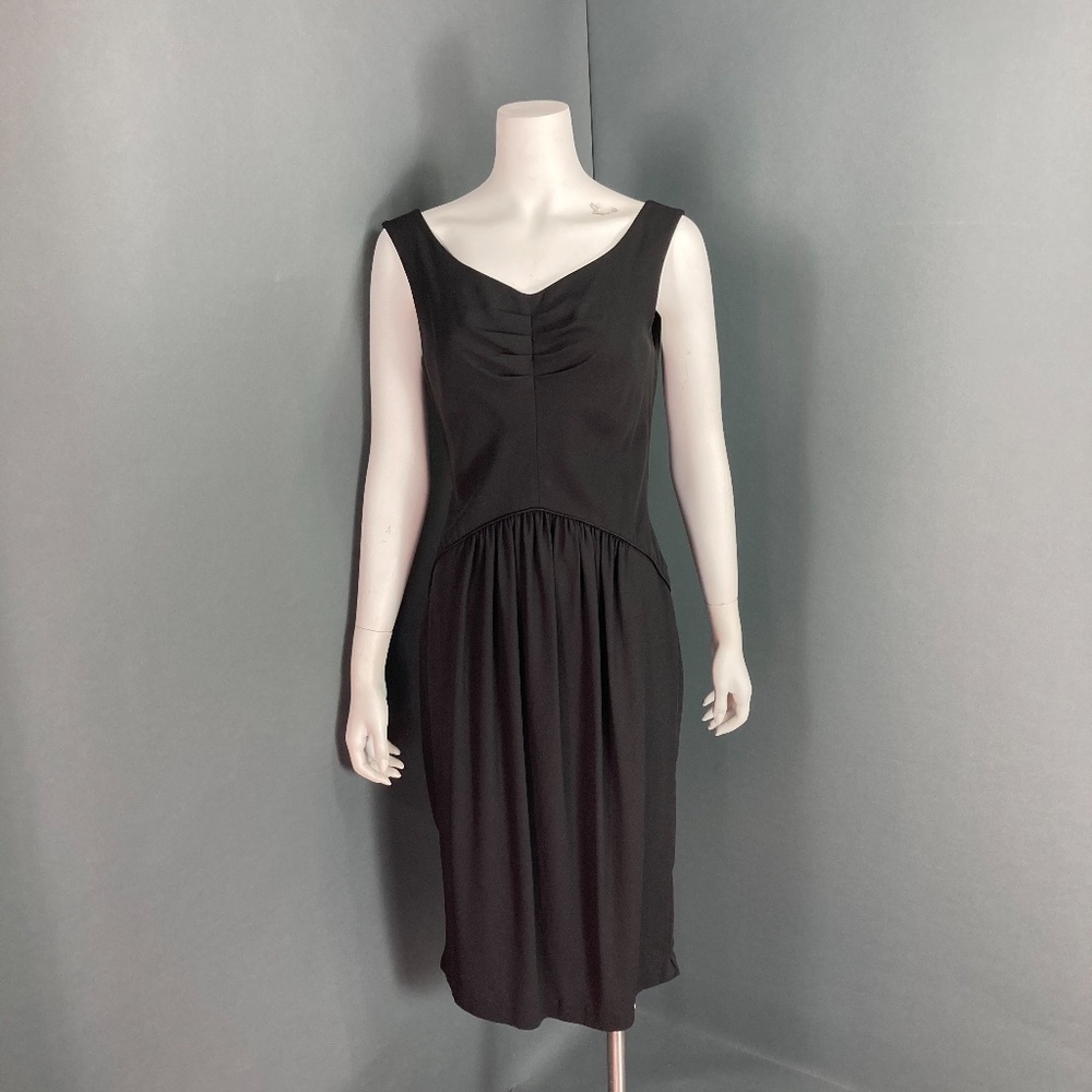 Vintage Pleated & Gathered Black Dress